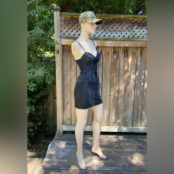 Dark Grey Denim Bustier Dress - Picture 10 of 10